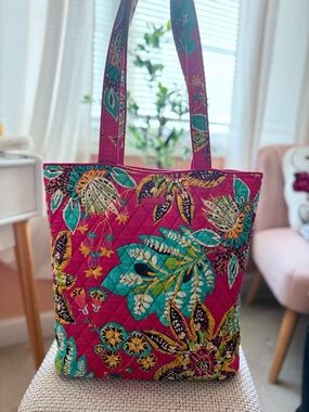 Vera Bradley Quilted Floral Tote Bag in Fuchsia Pink
